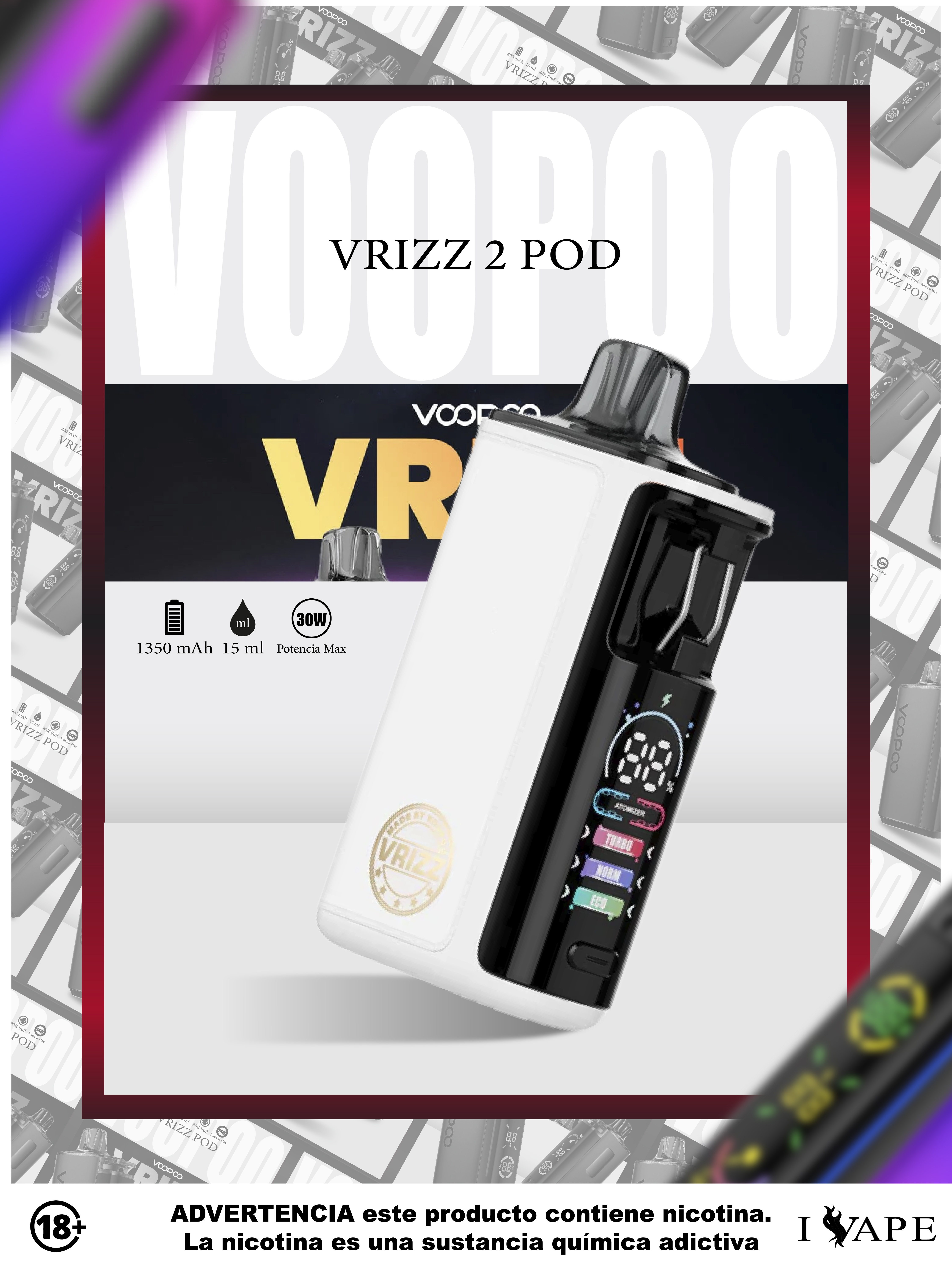 Voopoo Vrizz V2 Pod - White Leather