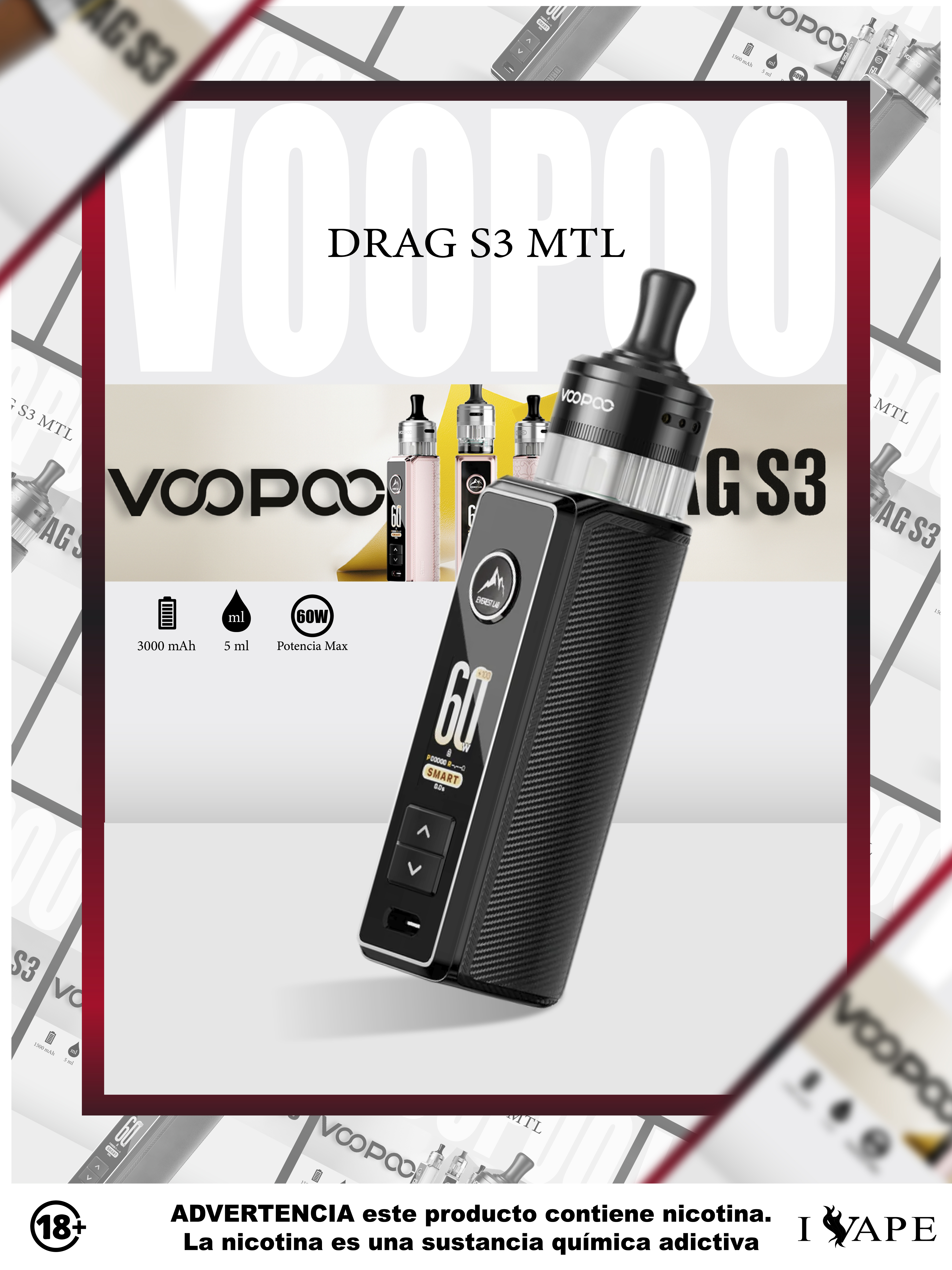Voopoo Drag S3 Metal - Spray Black