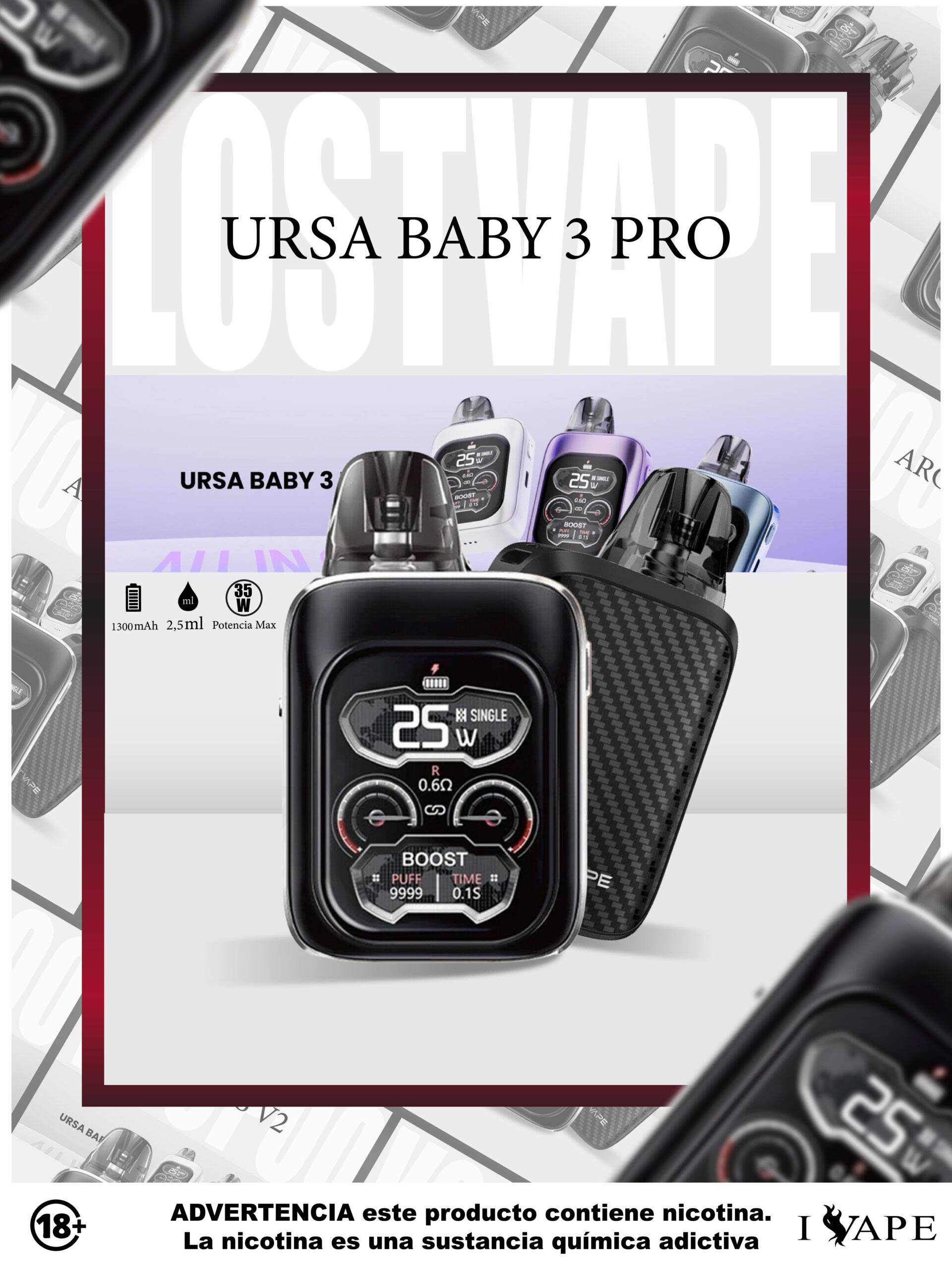 Lost Vape Ursa Baby 3 Pro Black Carbon Lost Vape Ursa Baby 3 Pro Black Carbon