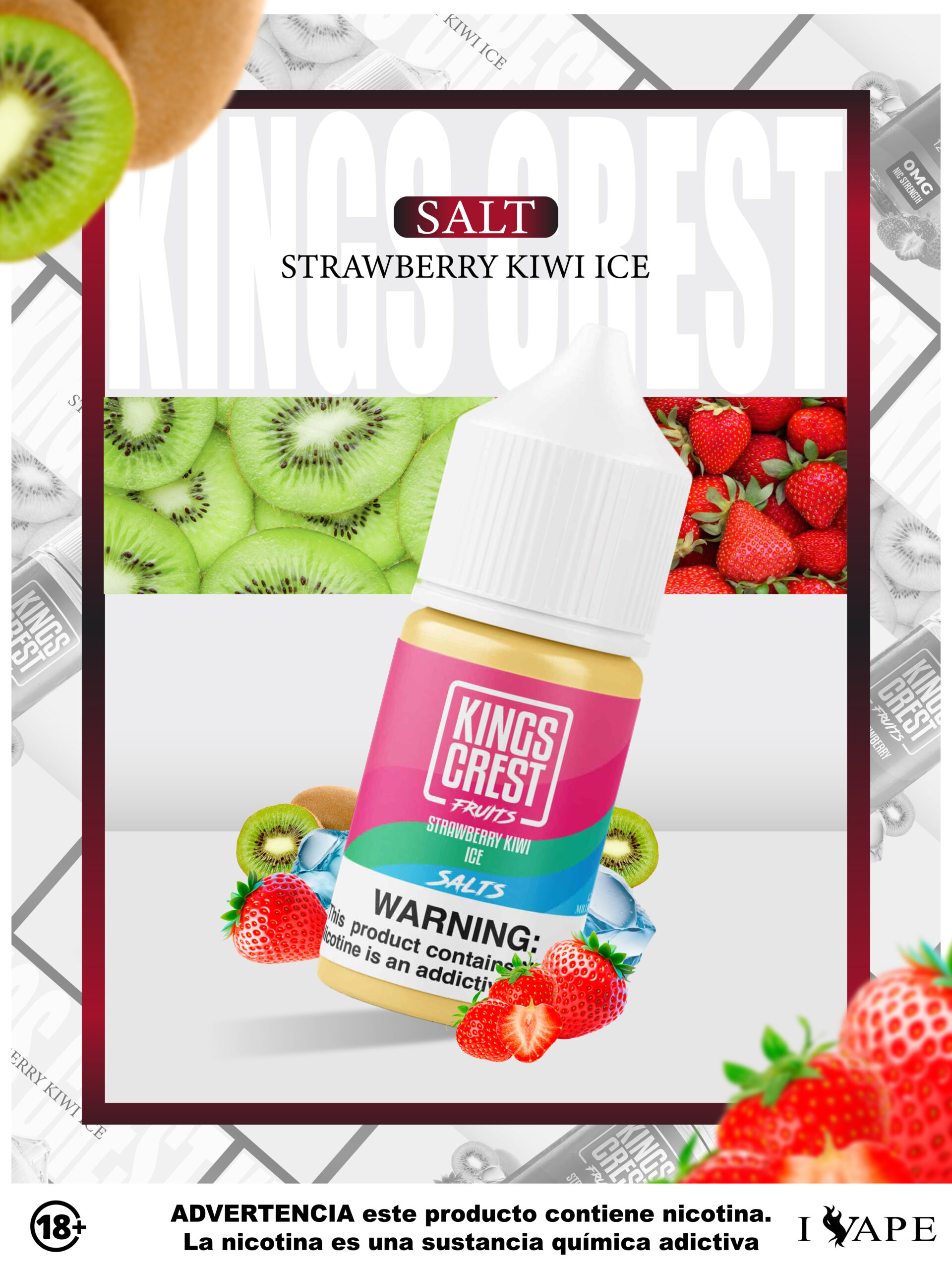 Kings crest Strawberry kiwi ice salt Kings crest Strawberry kiwi ice salt