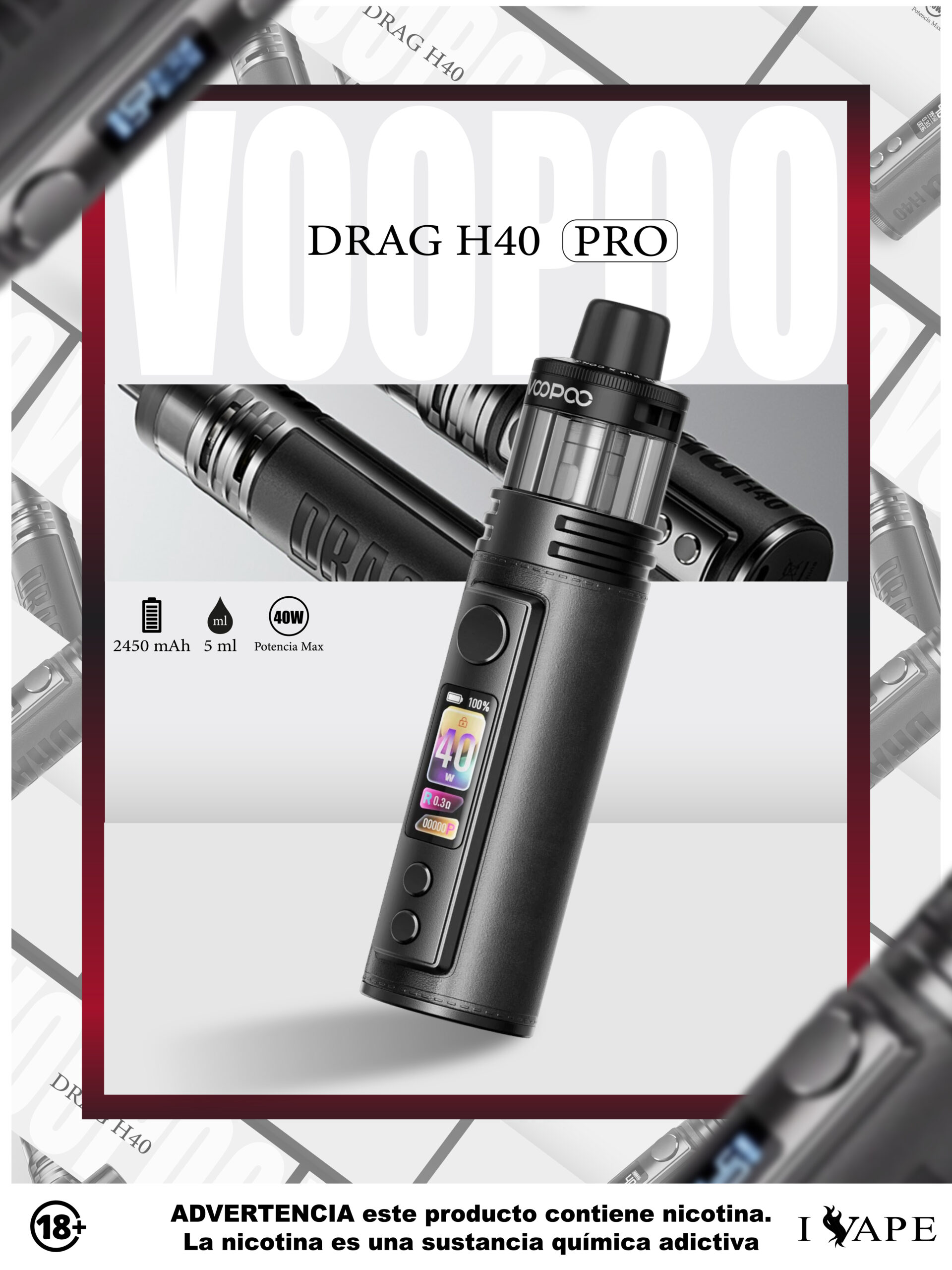 voopoo drag h40 spray black voopoo drag h40 spray black